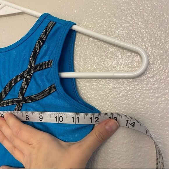 Satara Leos gymnastics tank practice aqua teal blue child MC 8-l0 - Picture 6 of 6